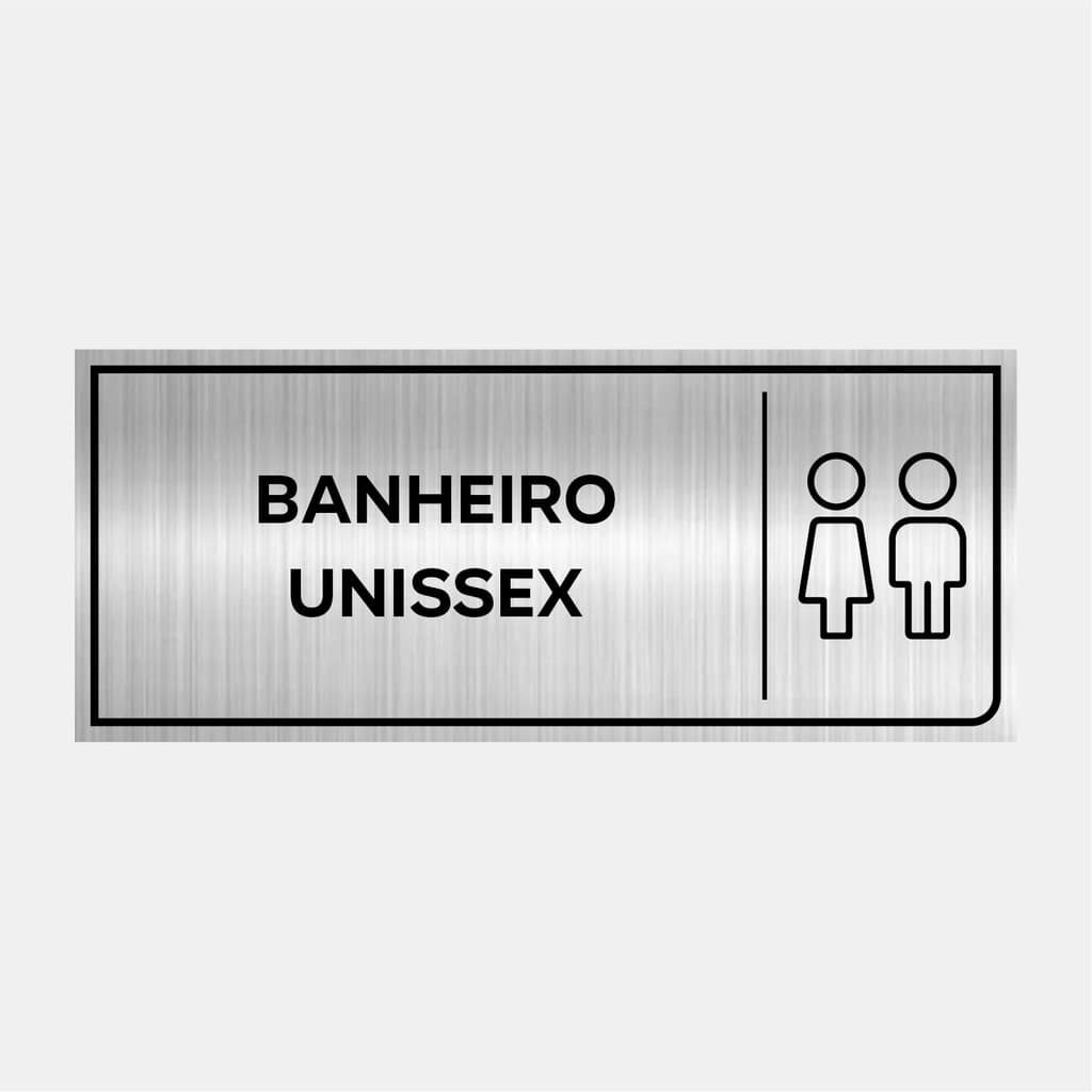 Placa Identificação Porta Banheiro Unissex 24x10cm