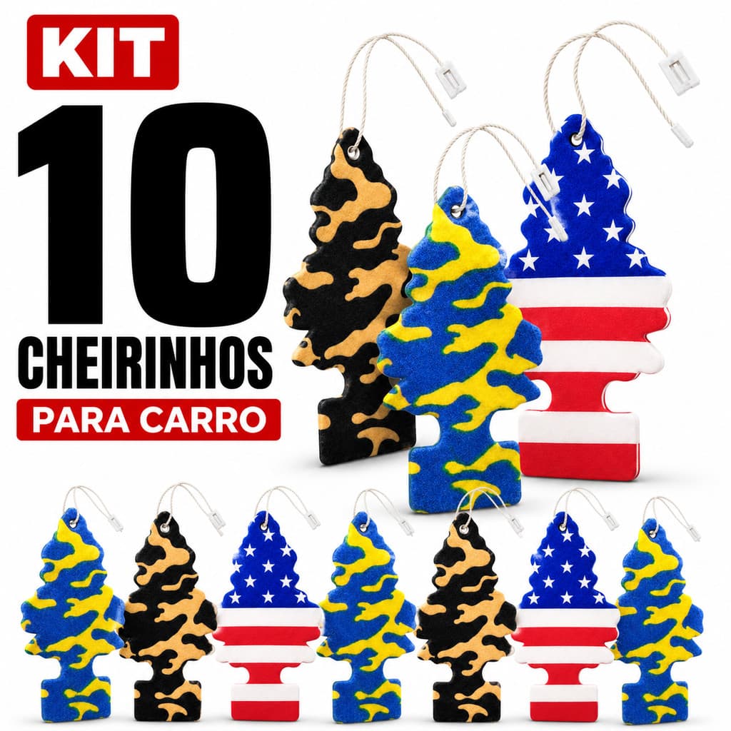 Kit 10 Cheirinho Para Carro Aromatizante Automotivo Pinheiro Carro Novo Cheiroso Aromatizador Odorizador Veicular