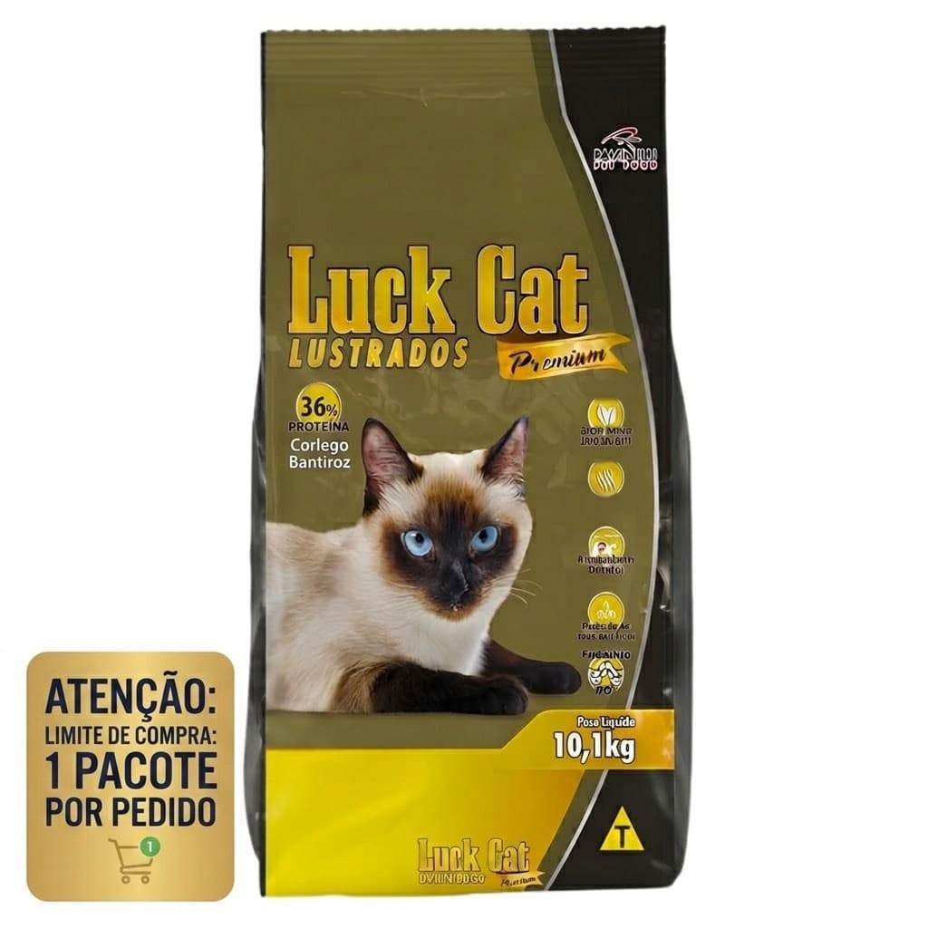 Ração Luck Cat Premium Gatos Castrados Frango e Arroz 10,1kg para Gatos Adultos