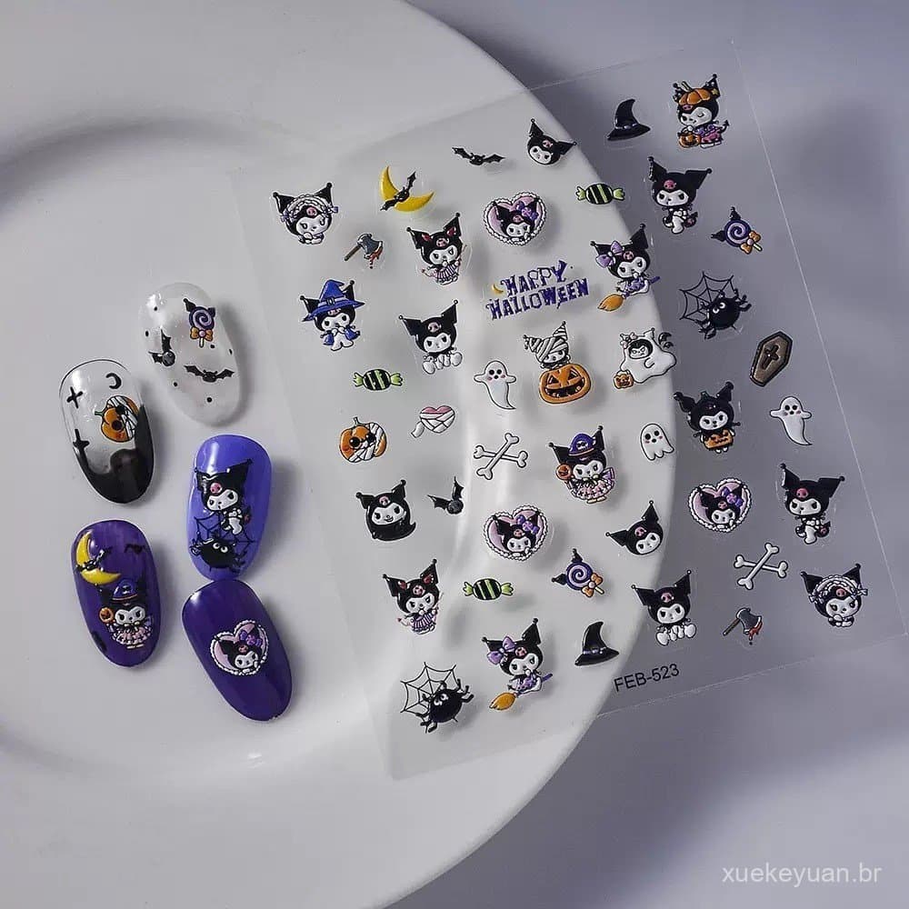 Adesivos de Manicure série de Halloween versão Q abóbora fantasma festa bonito pequeno diabo adesivos de unhas aranha 52