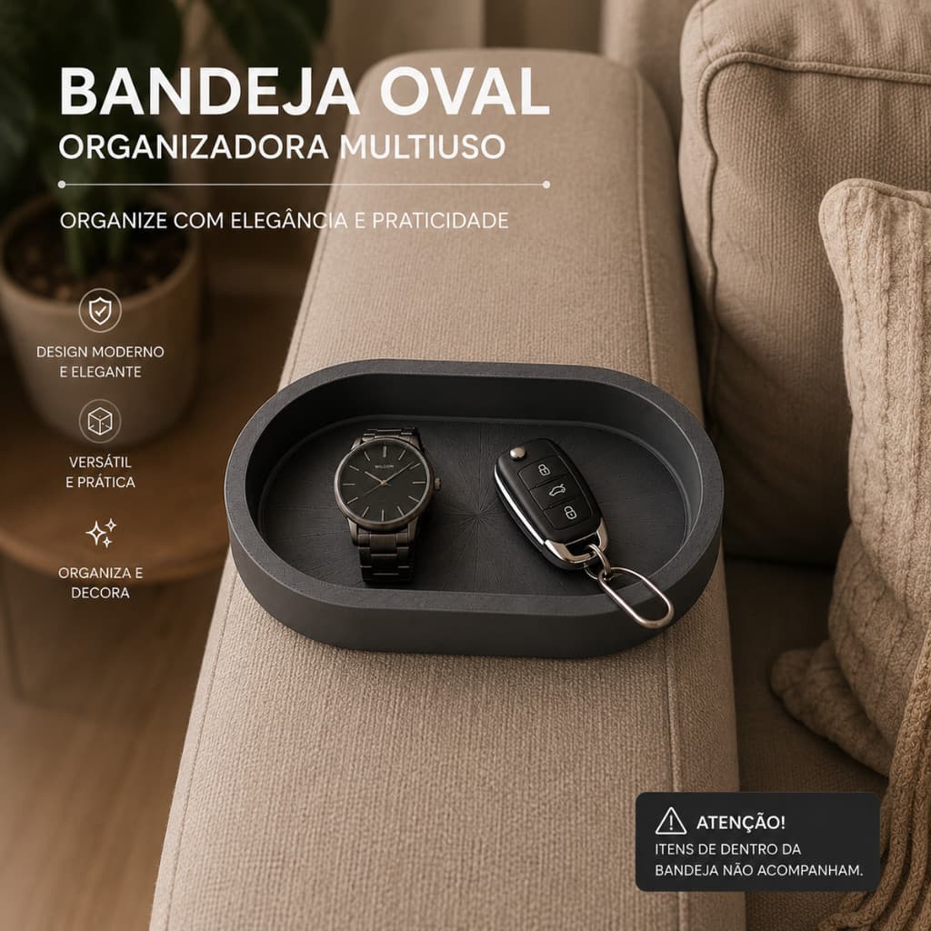 Bandeja Porta Treco Oval Organizadora Para Escritório Casa e Quarto