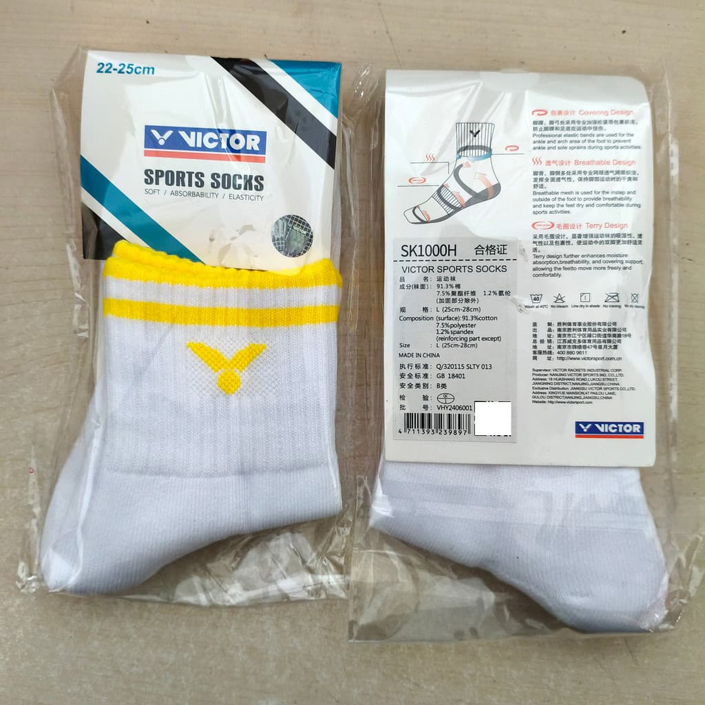 [Vários pares] Victor Victor Badminton Meias Toalha Fundo Meias Esportivas Femininas Absorventes de Suor Antiderrapantes