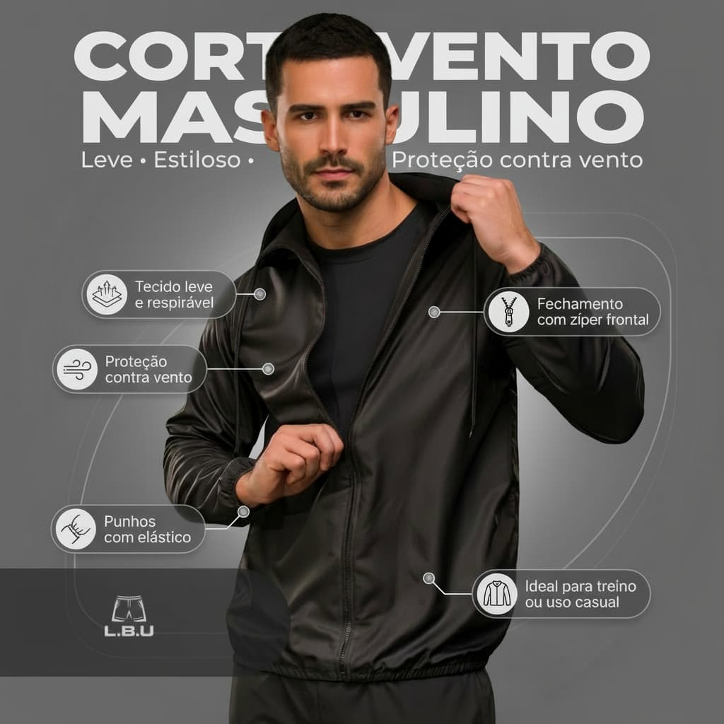 Jaqueta Masculina Corta Vento Impermeável com Capuz Esportivo Conforto E Qualidade