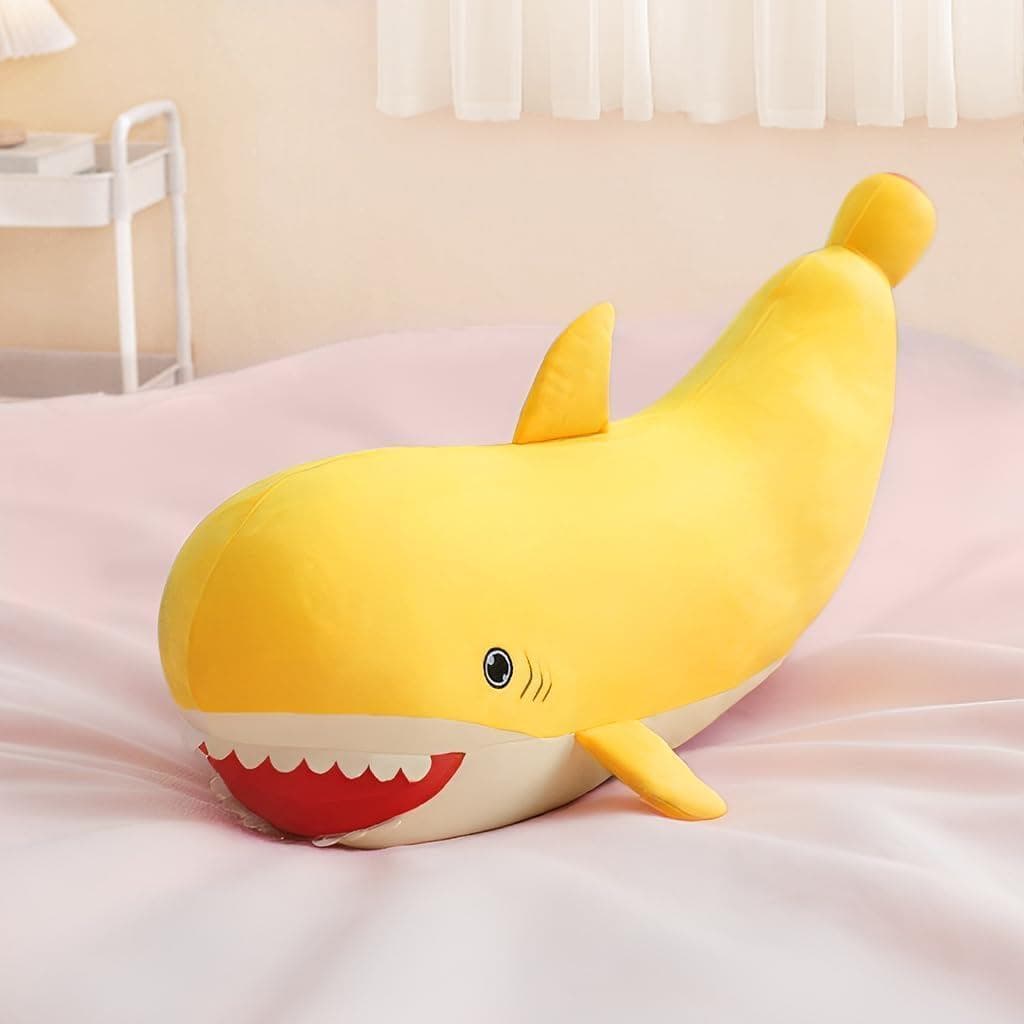 PEACH CAT Tubarão de Pelúcia Banana 21" Grande Brinquedo de Pelúcia Macio Presentes para Crianças Amarelo