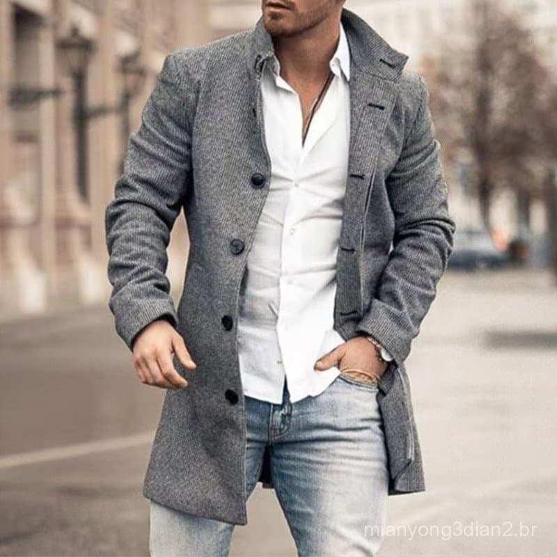 Casaco De Lã Masculino , Outono Inverno 2022 , casual De Gola Comprida , Estilo .