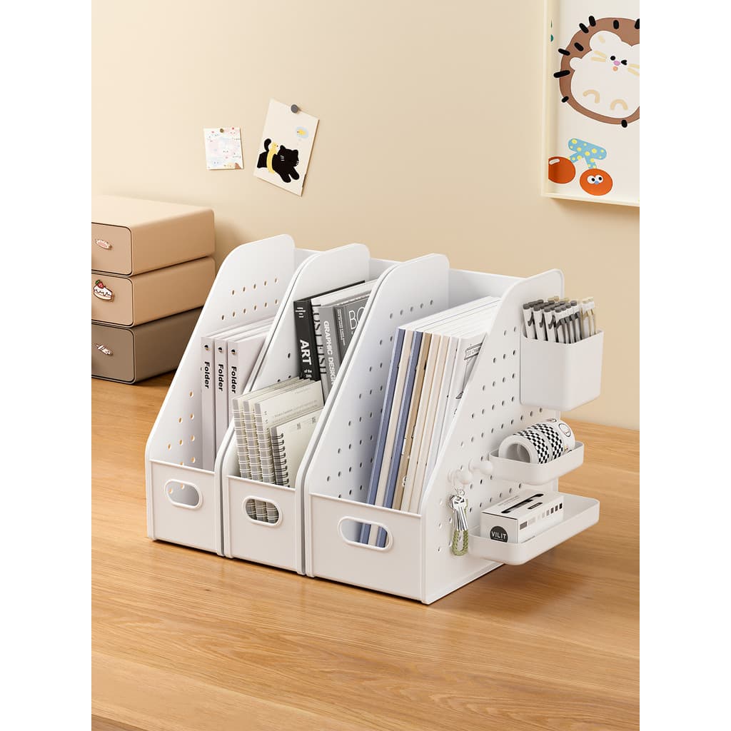 Armazenamento de mesa Rack de arquivo de mesa multifuncional Caixa de armazenamento de escritório Prateleira de estante