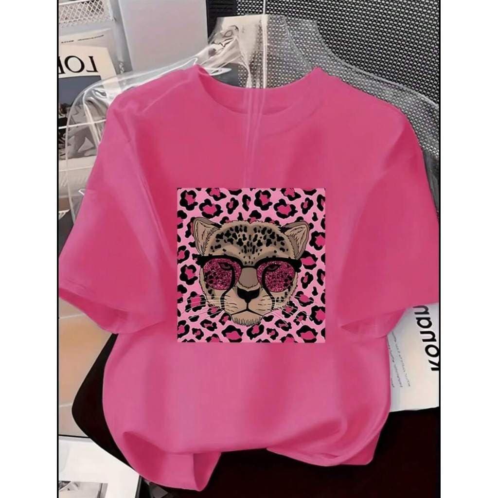 Camiseta Feminina Estampada 100% Algodão Premium Modelo: "Onça"