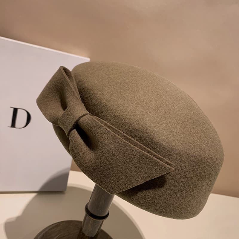 Merad série de cores All-Match arco boina de lã feminina outono inverno versão coreana moda quente aeromoça pintor chapé