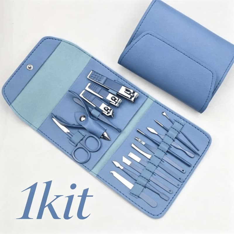 Conjunto 16 Peças Cortador De Unhas Alicate Cutícula Estojo Colorido Prático Para Cuidados Com As Unhas