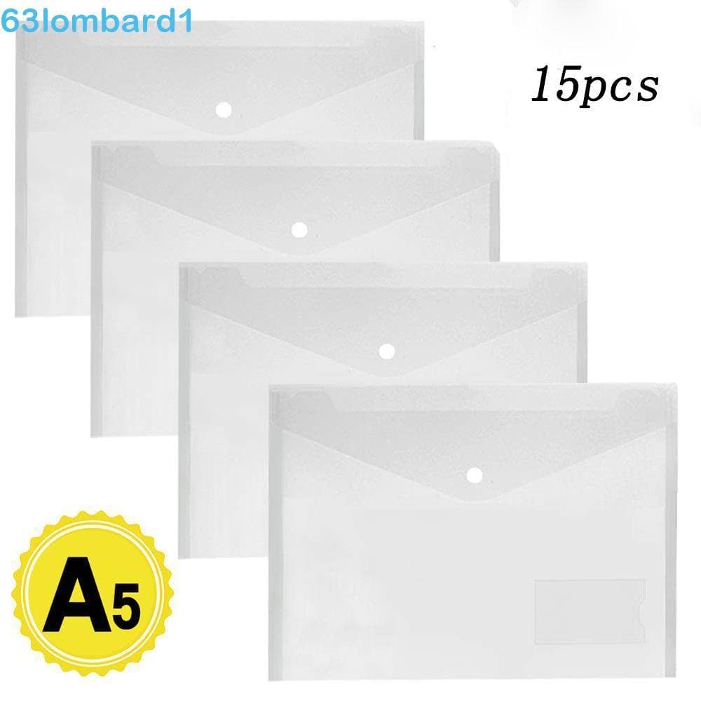 LOMBARD1 Suporte De Arquivo Material Escolar Botão A5/A4 Sacos De Documentos De Plástico Armazenamento De Papel