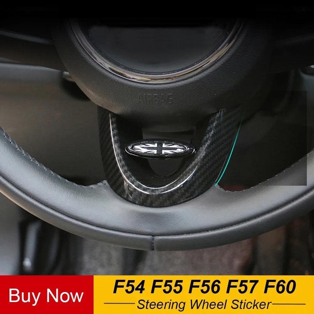 Volante De Fibra Carbono Decalques Capa Caso Adesivo Molduras Interiores Para MINI Cooper F56 F55 F54 F60 Countryman Est