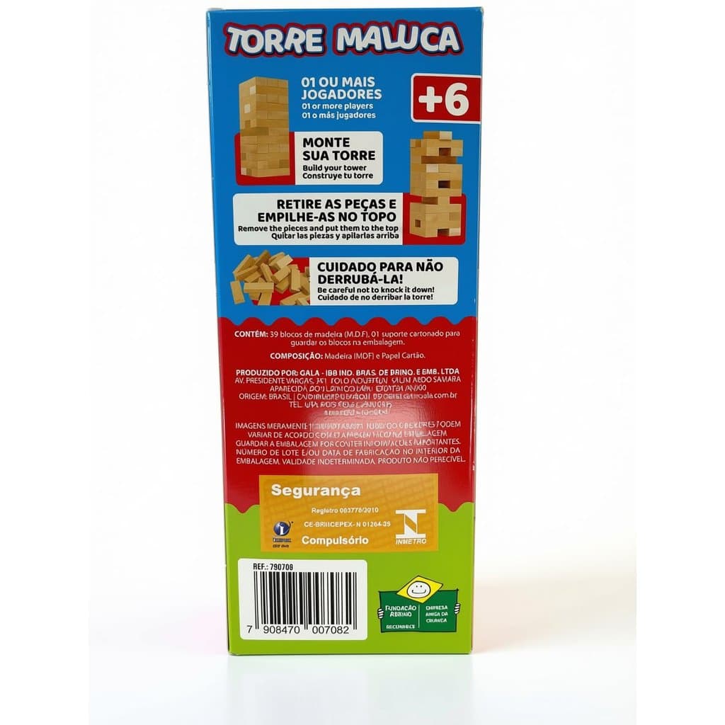 JOGO TORRE MALUCA 39 PEÇAS DE MADEIRA