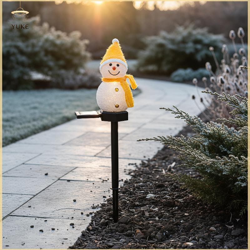 YUKE Luzes De Estaca De Boneco De Neve De Natal Movidas A Energia Solar , Brilho LED Quente , Resistente Às Intempéries