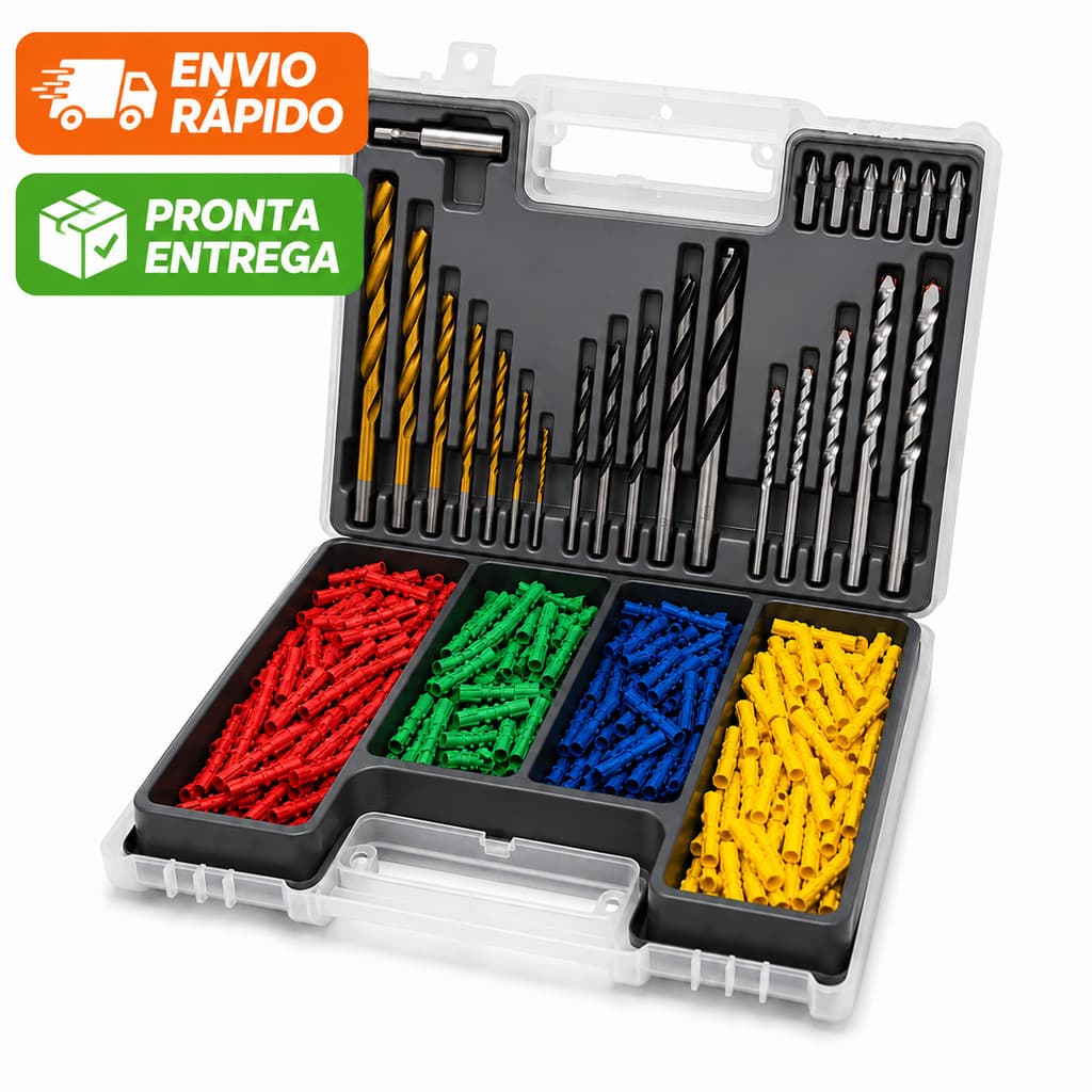 Jogo Brocas Bits Buchas Jogos 300 Peças com Maleta Furadeira Parafusadeira