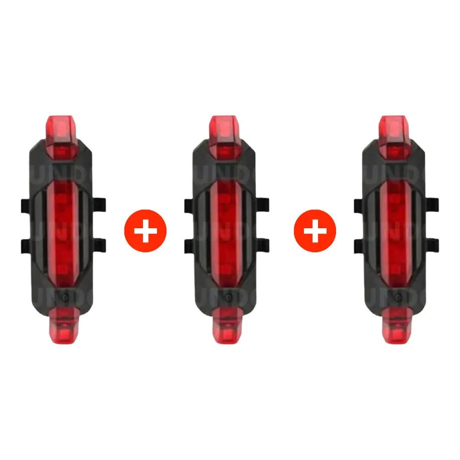 Conjunto de 3 peças de luzes traseiras LED para bicicleta - compacto e potente