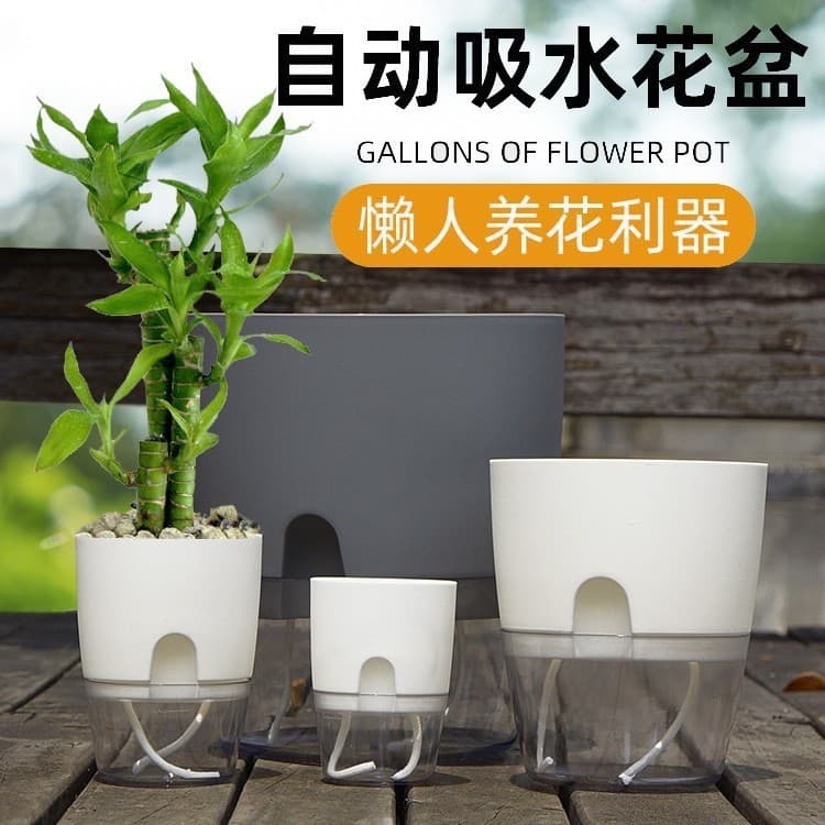 Novo preguiçoso automático absorvente de água vaso de flores de plástico simples imitação cerâmica verde endro cesta suc