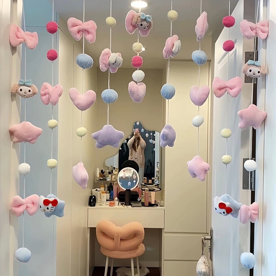 Cortina de porta fofa de desenho animado, cortina suspensa para quarto, sala de estar, cortina divisória de bloqueio dom