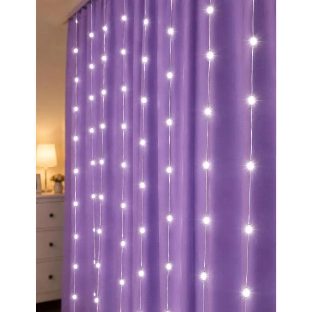 CORTINA DE 80 BOLINHAS LED Fio de Fada PVC  3m*1m com 10 fios e 8 LEDs por fio COM MACHO FEMEA 8função Bivolt