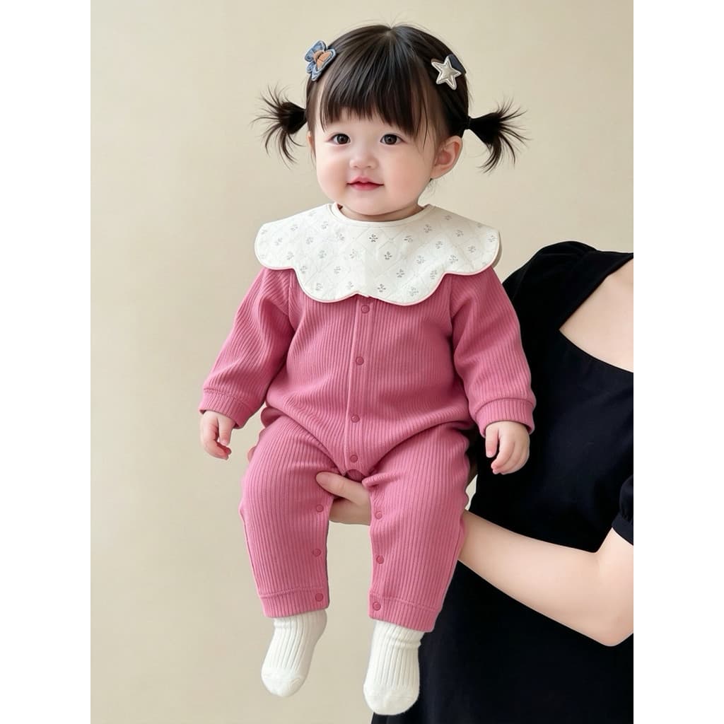 Roupas de bebê outono novo estilo infantil estilo ocidental macacão cor sólida manga comprida roupas para casa mês intei
