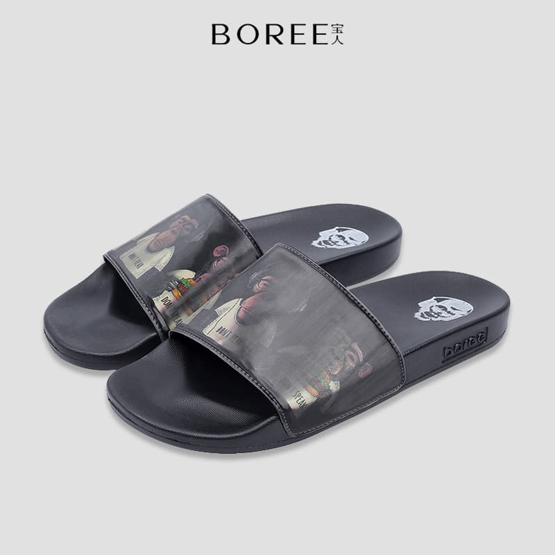 Boree/Boree Chinelos Masculinos Verão Novo Estilo Influenciador Macaco 3D Chinelos Modernos Desgaste Exterior Anti-Sli