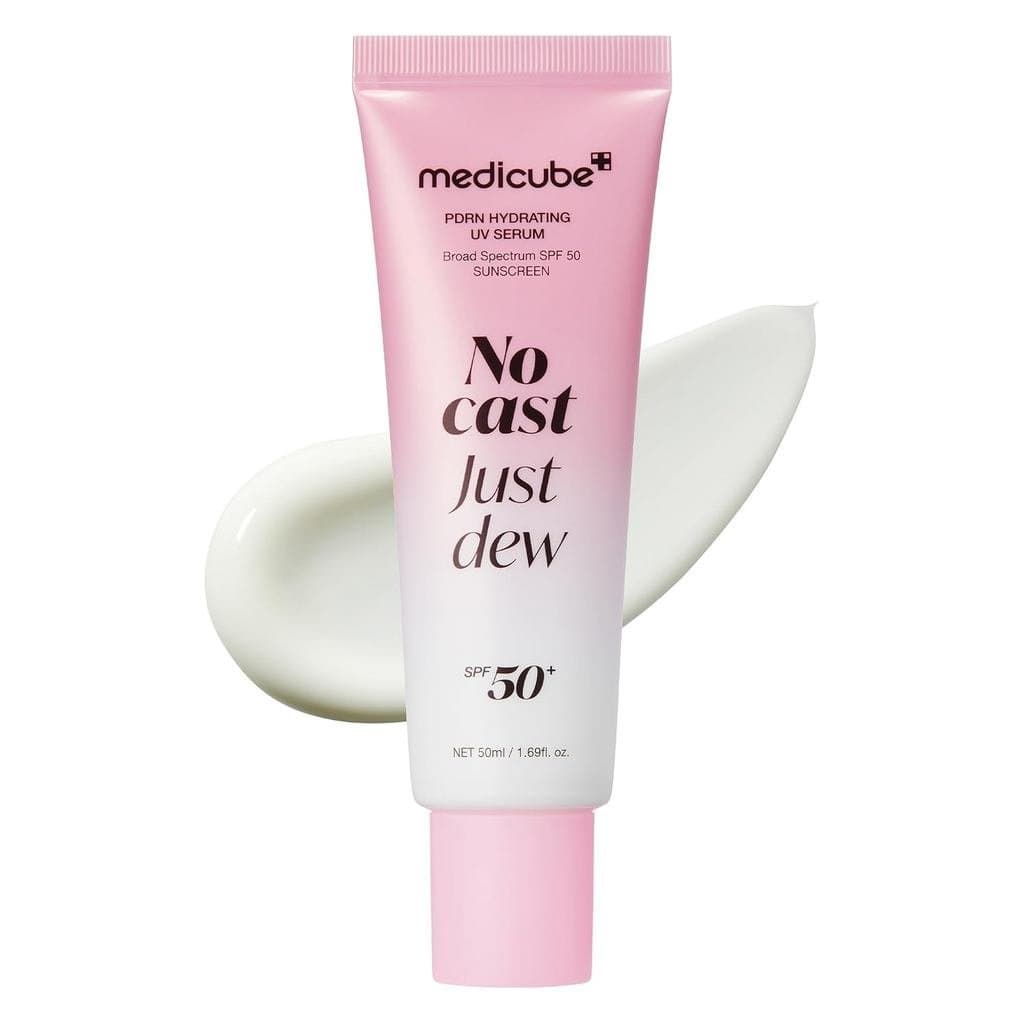 Protetor Solar medicube No Cast Just Dew PDRN, Sérum Hidratante UV, FPS 50 |   Protetor Solar SPF 50 de Rápida Absorção