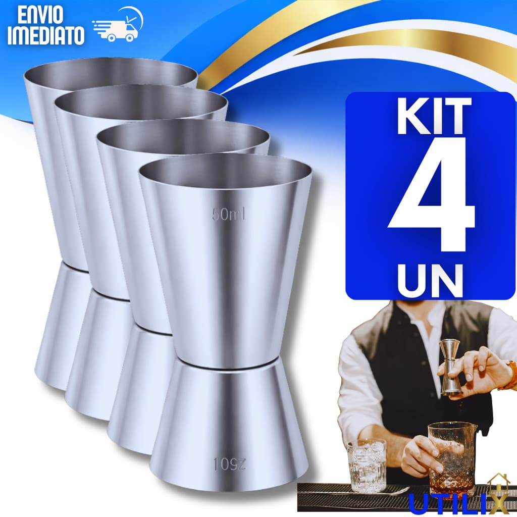 Utensílios Dosador de Bebida Duplo para Drink Inox 25ml 50ml Bar Drinks Bebidas Barman Utilidades