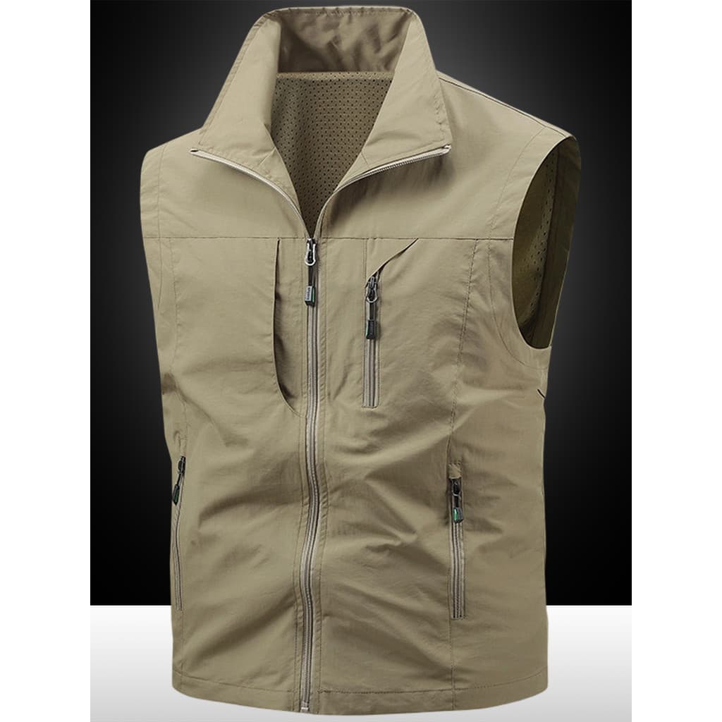Outono colete fino masculino esportes ao ar livre lazer gola solta tamanho grande colete Multi-saco colete Casual mascul