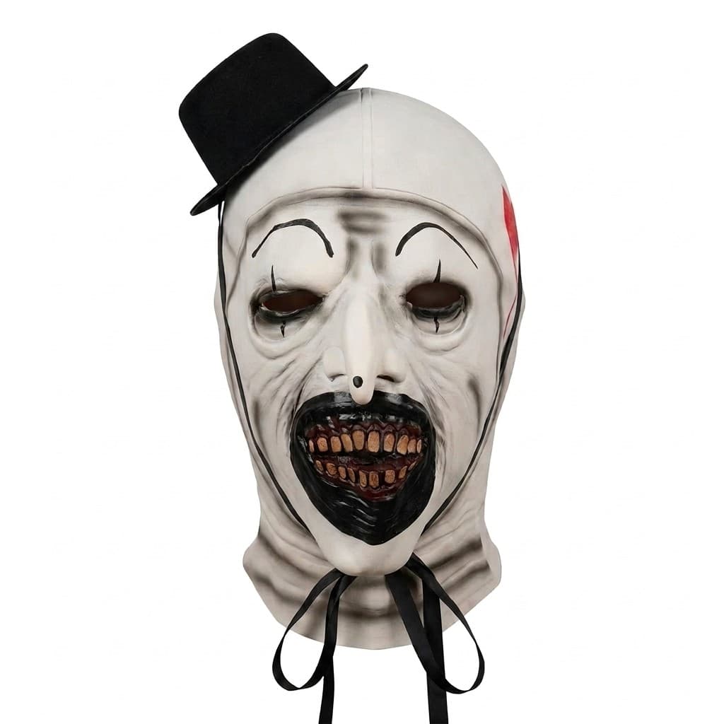 Máscara Terrifier Palhaço c/ Chapéu Halloween Cabeça Inteira