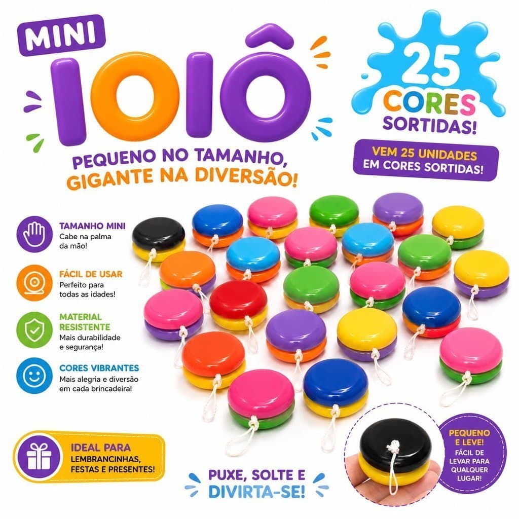Mini Ioiôs 25 Unidades Brinquedo Lembrancinha Aniversário Festa