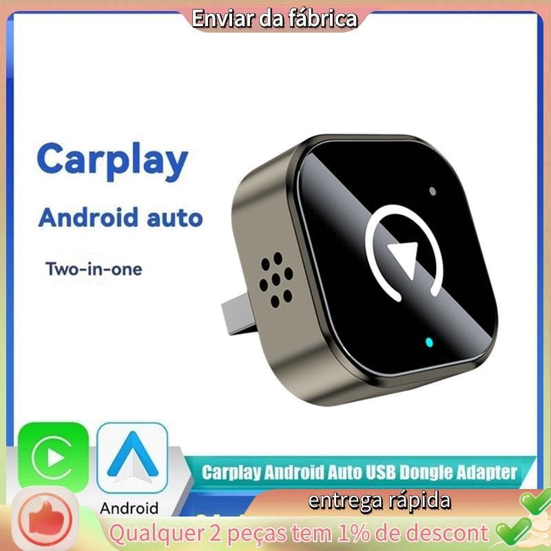 2 Em 1 Carplay Sem Fio Android Adaptador Automático BT + WIFI USB Dongle Plug Play Caixa Inteligente Converter Com Para