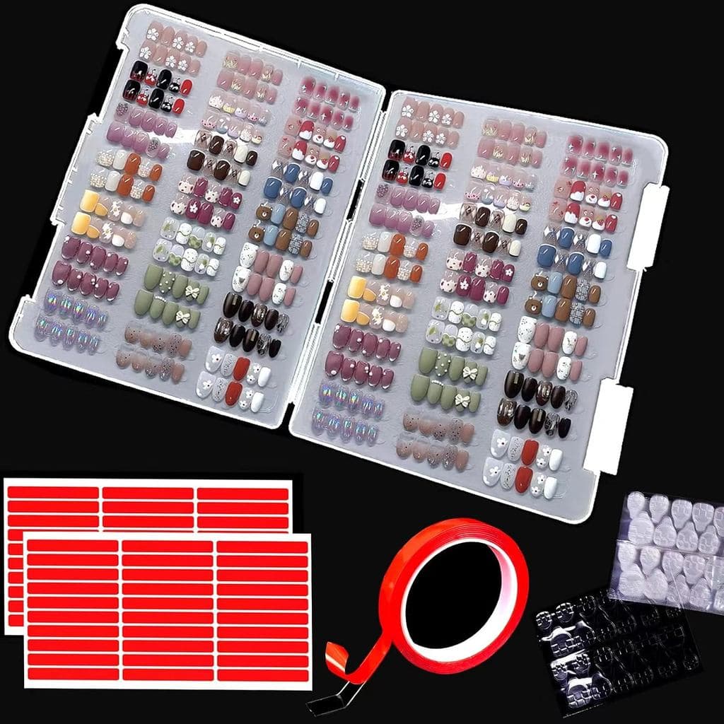Grande Caixa de Armazenamento Compacta e Transparente para Unhas Postiças (12 * 9 * 0,8 polegadas) - Capacidade para 600