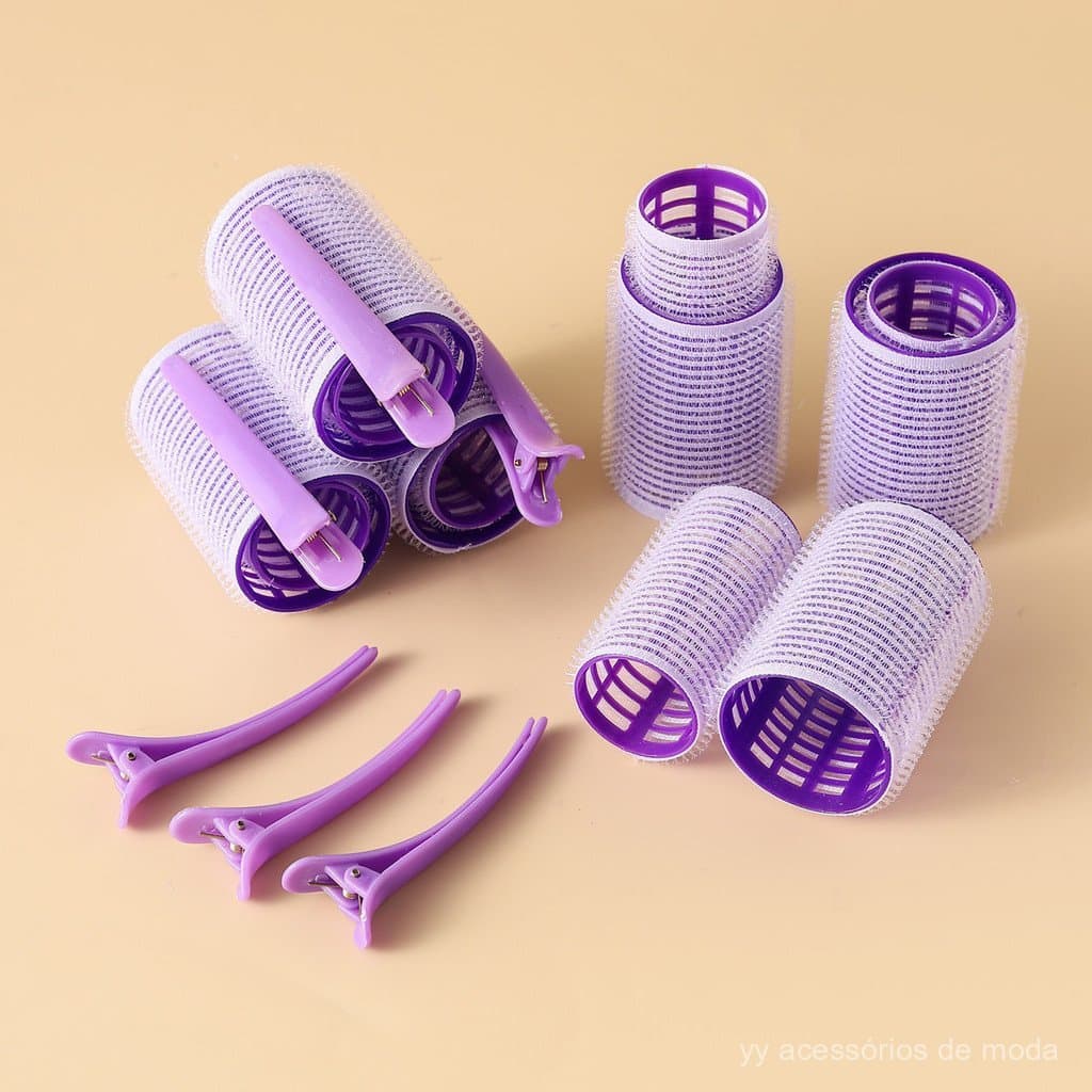 Conjunto de rolinhos para cachos com clipes, modelador de franja em formato de oito de plástico, modelador de franja a a