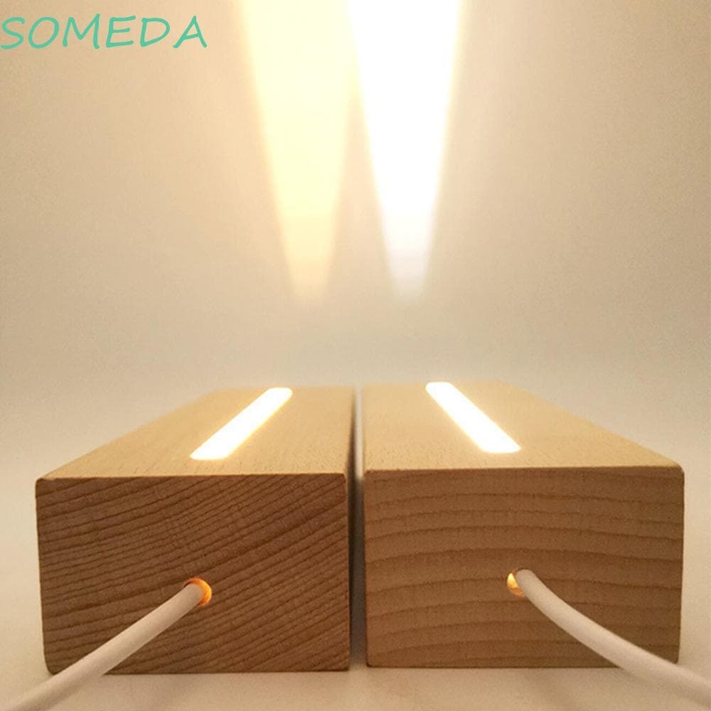 Alguma Suporte De Luzes LED DIY Retângulo Luz Quente/Branca Resina Luminosa 3D Sala Base De Noturna De Cristal