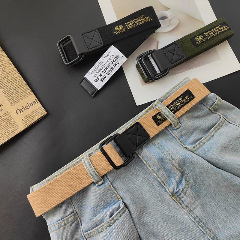 Estilo Hong Kong cinto masculino lona na moda ins calças cinto Jeans All-Match moda tecido cinto masculino jovens na mod