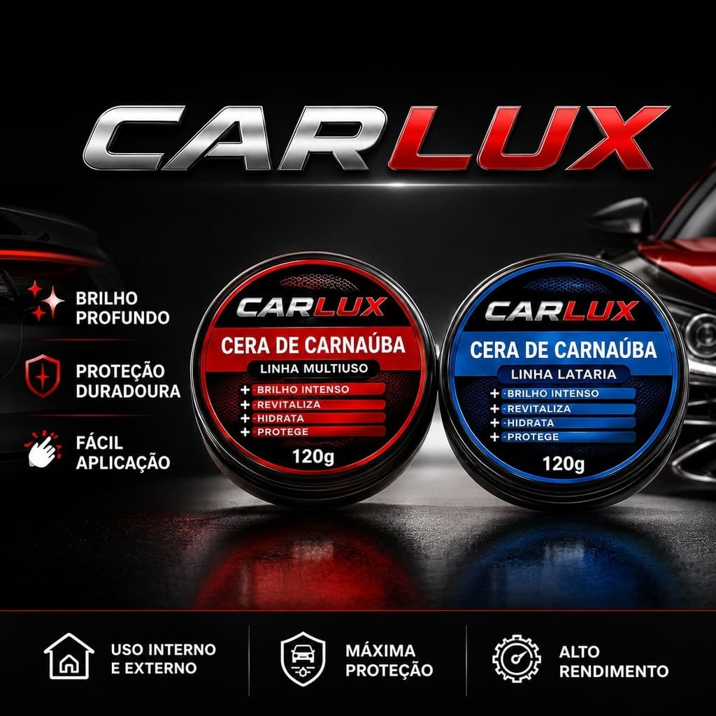 Kit 2 Ceras Carnaúba Automotiva Lataria + Plásticos Brilho Intenso Proteção UV