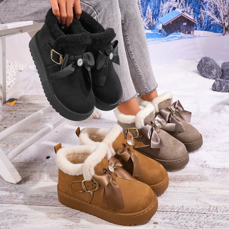 Botas de neve curtas femininas com sola grossa