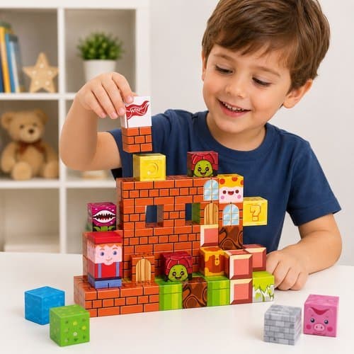 Kit Blocos Magnéticos Infantil 60 Peças Educativo de Montar Multicolorido Verde Criativo Construção