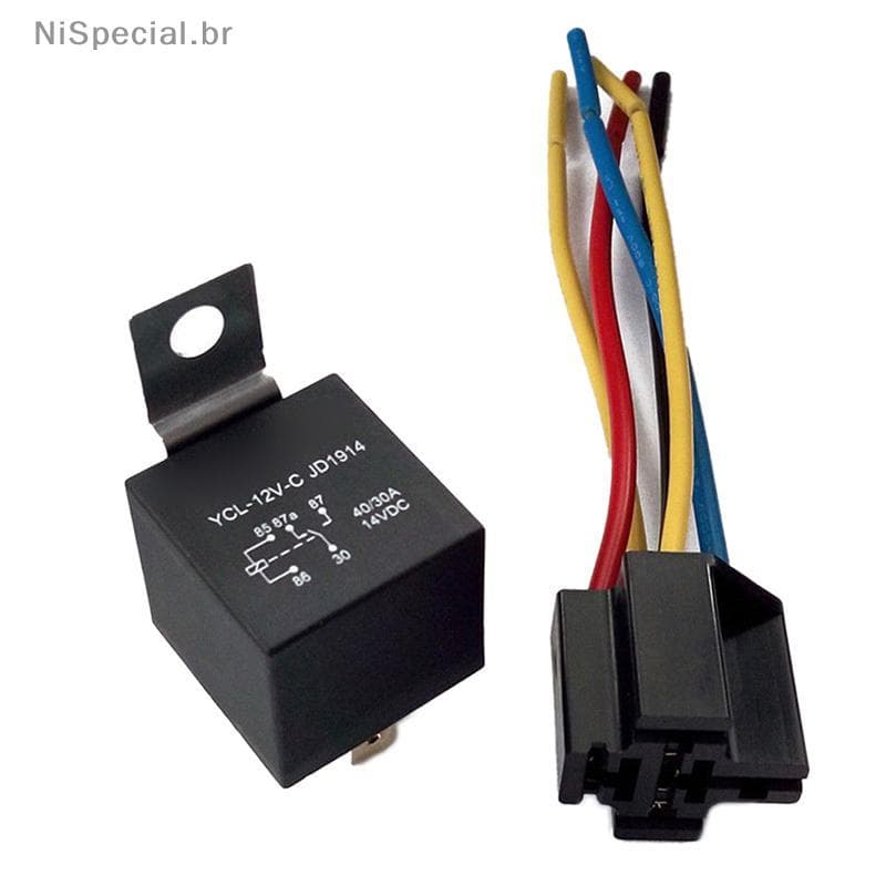[Nis] 1X DC 12V Carro SPDT Relé Automotivo 5 Pinos 5 Fios Com Harness Soet 30/40 Amp Novo [BR]