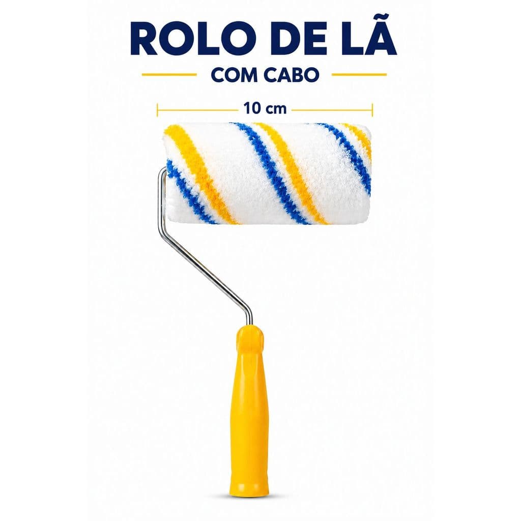 Rolo de Lã para Pintura 10 cm com Cabo - Paredes e Retoques