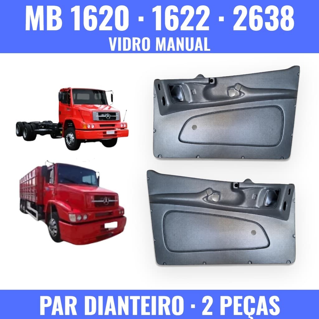 Par Dianteiro Forro Porta Caminhão Mercedes-Benz 1620 1622 2638 1218 1718 1318 1215 Vidro Manual