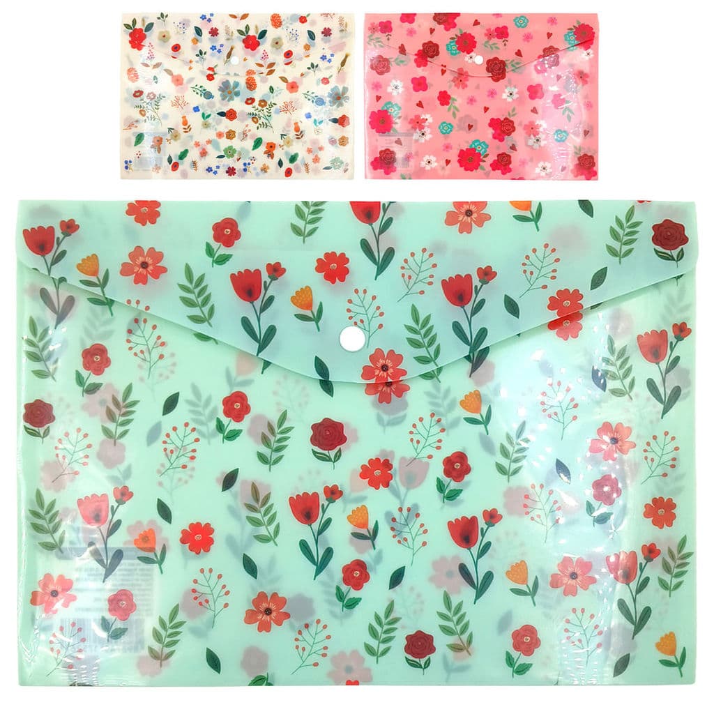 Pasta Arquivo Floral A4 em Plástico Dcarte