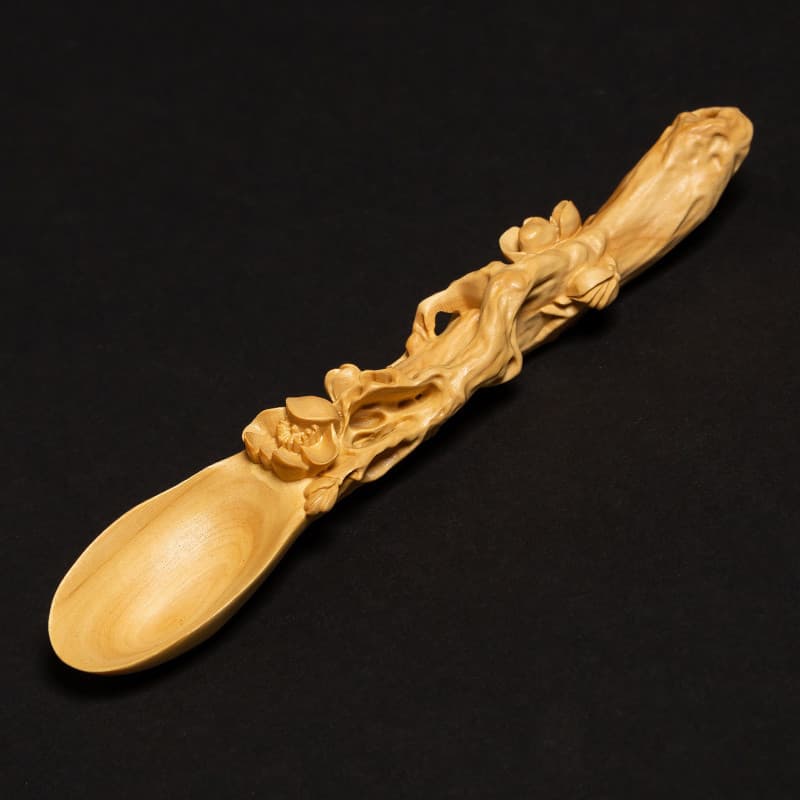 Criativo madeira maciça ameixa colher de chá Boxwood colher de chá escultura artesanato Kung Fu conjunto de chá cerimôni