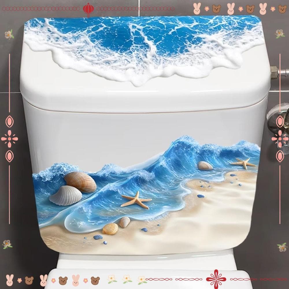AdesivoOcean Wave , Removível De Design Realista Para Banheiro , À Prova D'água