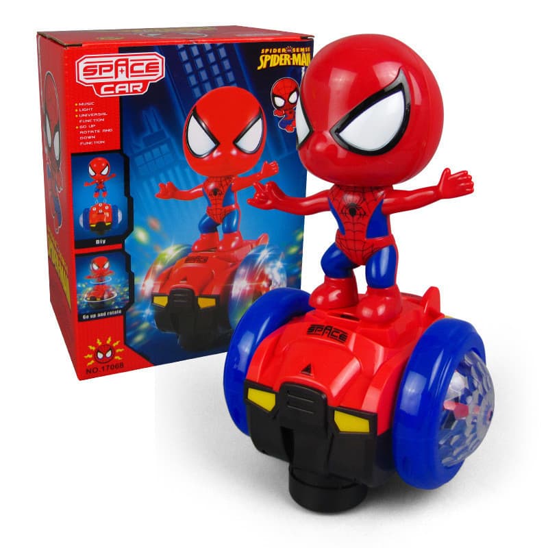 Carro De Equilíbrio Do Homem-Aranha Universal Rotação De 360 Graus Dublê Som E Luz Brinquedo Elétrico Infantil