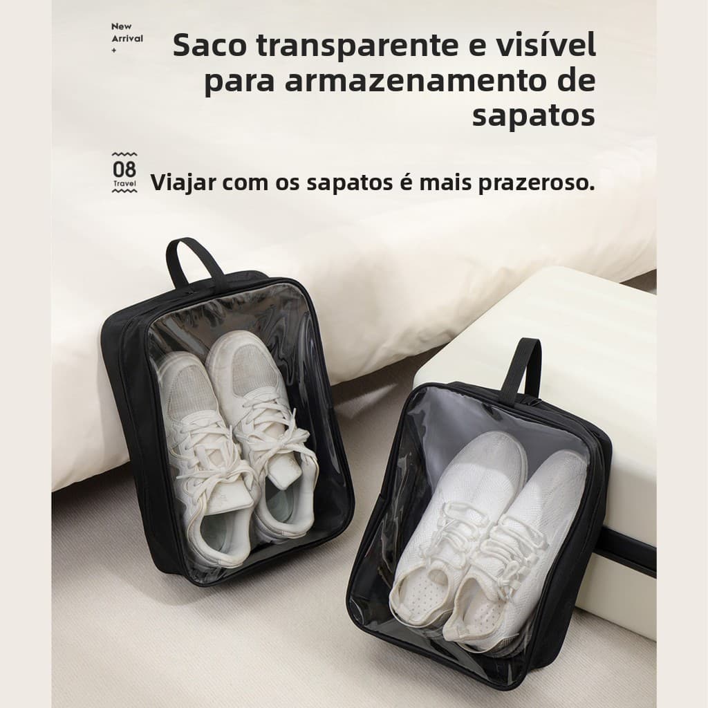 Bolsa Organizadora PVC Transparente para Sapatos e Objetos Valiosos com Alça, Antipoeira e À Prova de Umidade