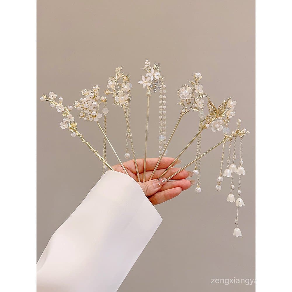 Flor hairpin novo estilo chinês hairpin Hanfu cocar Cheongsam hairpin feminino antigo borla passo agitando acessórios de