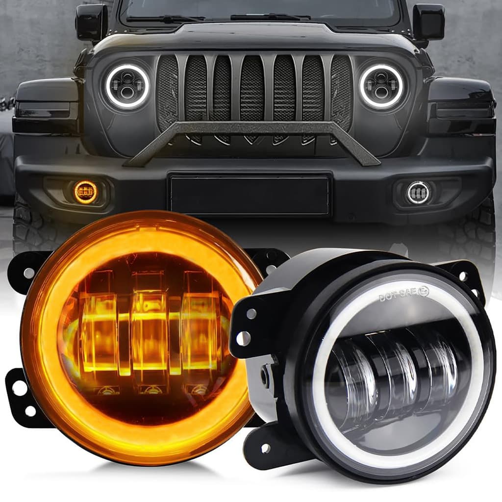 1 Par De Luzes De Neblina LED De 4 Polegadas Branco Angel Eye Halo DRL Âmbar Lâmpada De Sinalização De Mudança De Direçã