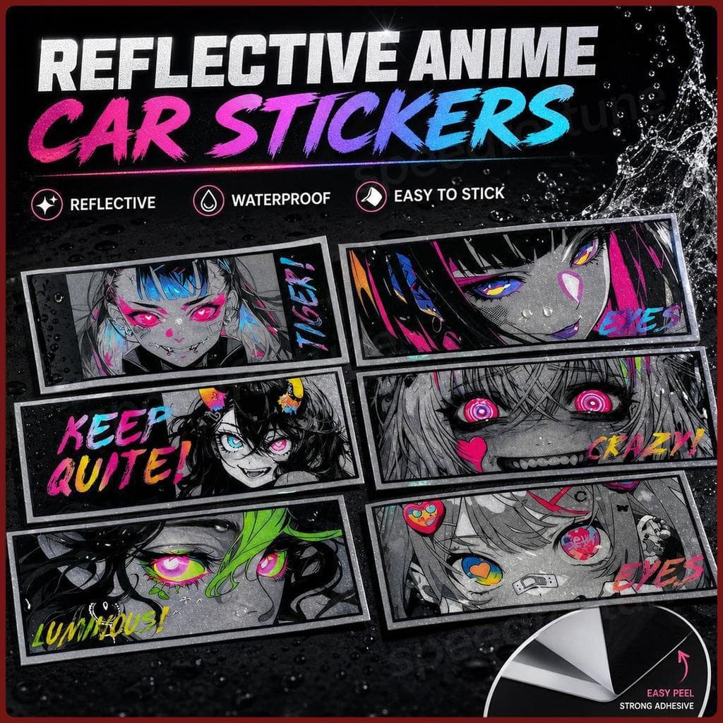 Adesivo refletivo com estampa de anime e meninas JDM 2026, decalque de vinil à prova d'água, para carros e motocicletas,