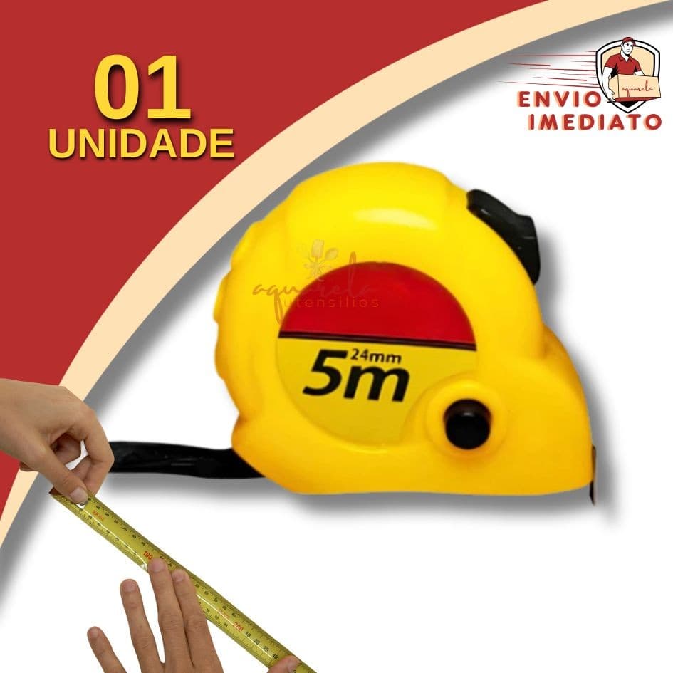 Trena 5 Metros Números Grandes Fita de Aço Com Freio Manual
