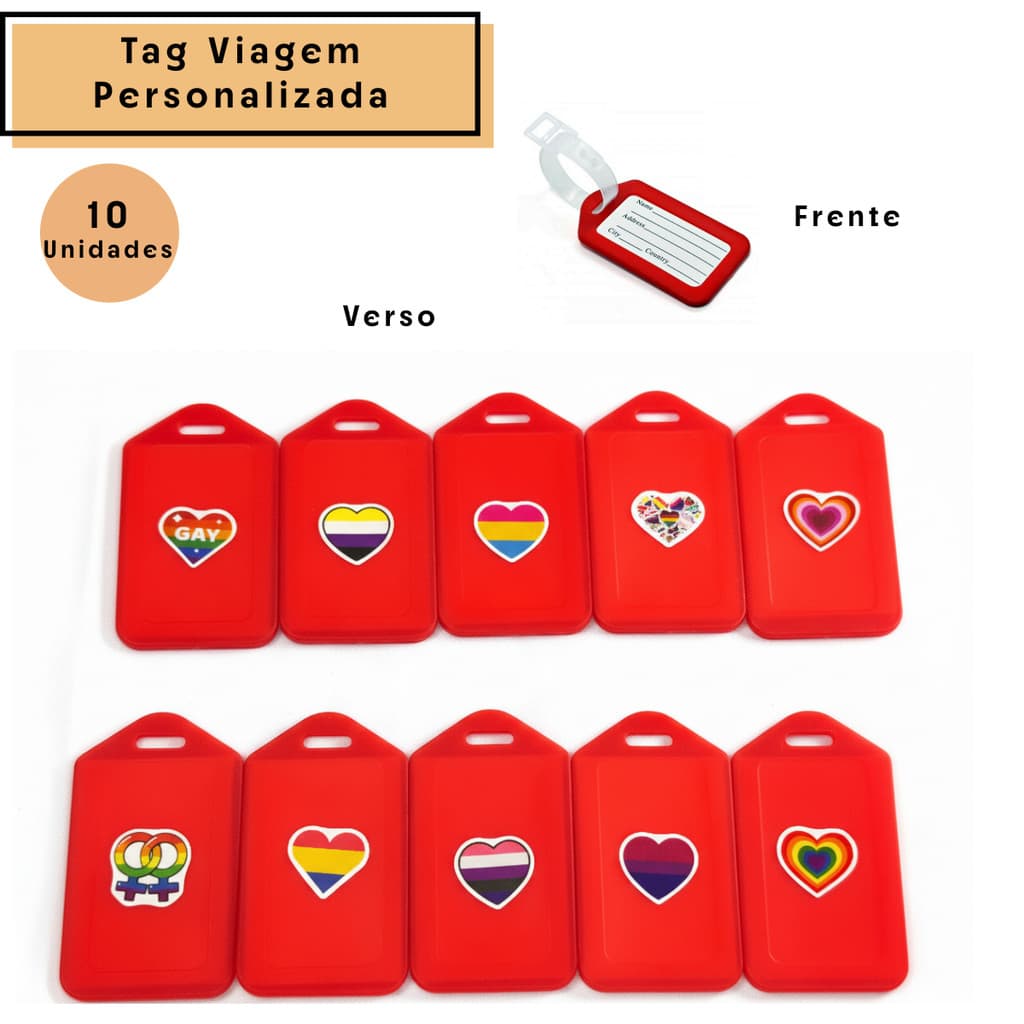 10 Tag Identificaçao Bagagem Mala Viagem Personalizada Lgbtqia+ Gay